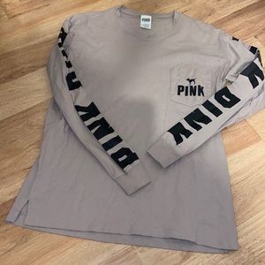 Pink by Victoria’s Secret taupe long sleeve, T-shirt, women’s size small